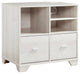 Benzara BM273004 31" File Cabinet Printer Stand Table With 2 Drawers, Oak White