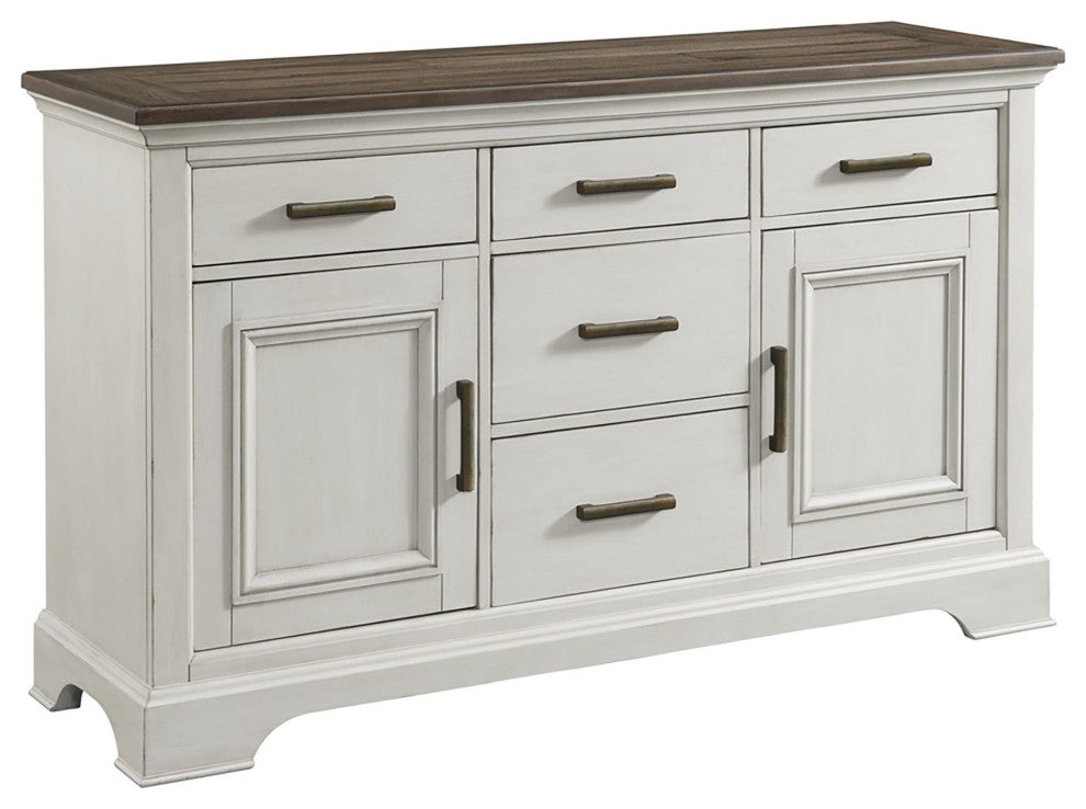 Drake 62' Wide 5-drawer Sideboard, Rustic White