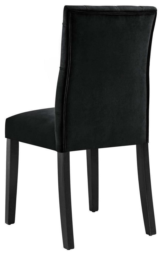Side Dining Chair, Set of 2, Black, Velvet, Modern, Cafe Bistro Hospitality
