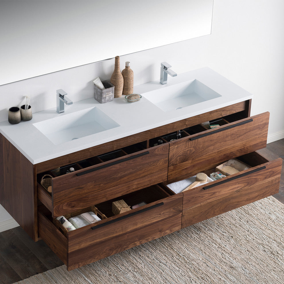 Vanity Alfred 72 Double Sink With Integrated Solid Surface Counter Top, American