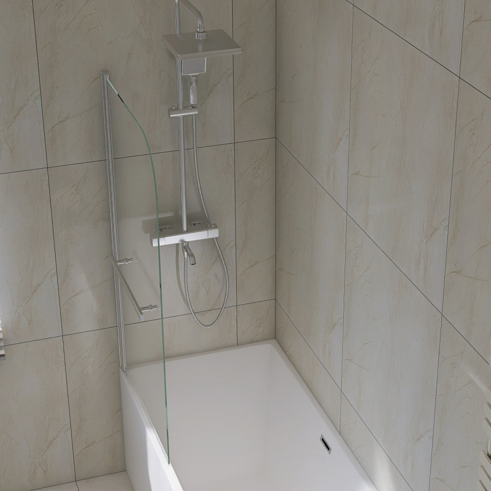 31 in. W x 55 in. H Frameless Fixed Glass Tub Panel