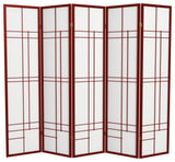 6' Tall Eudes Shoji Screen, Rosewood, 5 Panels