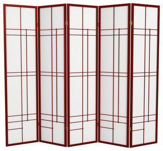 6' Tall Eudes Shoji Screen, Rosewood, 5 Panels