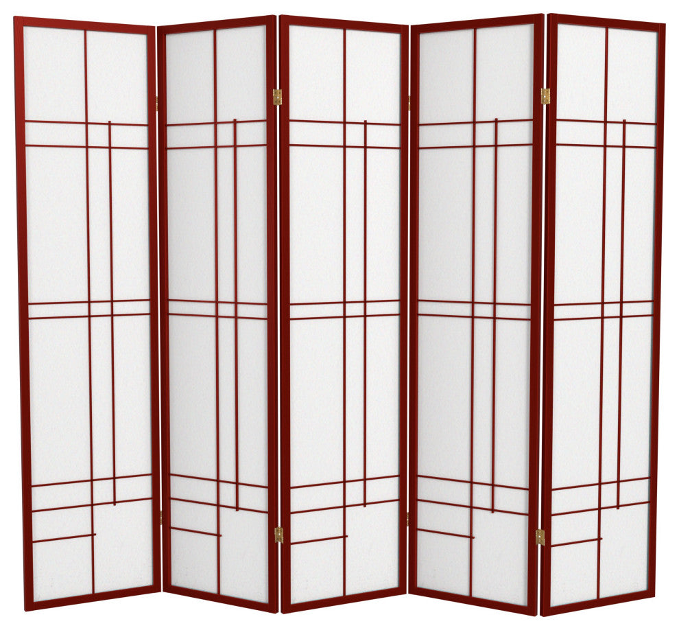 6' Tall Eudes Shoji Screen, Rosewood, 5 Panels