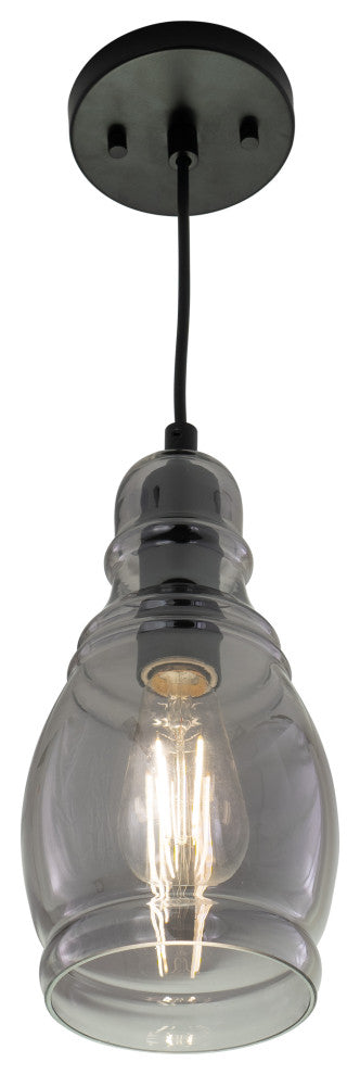 Millie 11.75"H Mini Pendant Matte Black with Smoke Glass