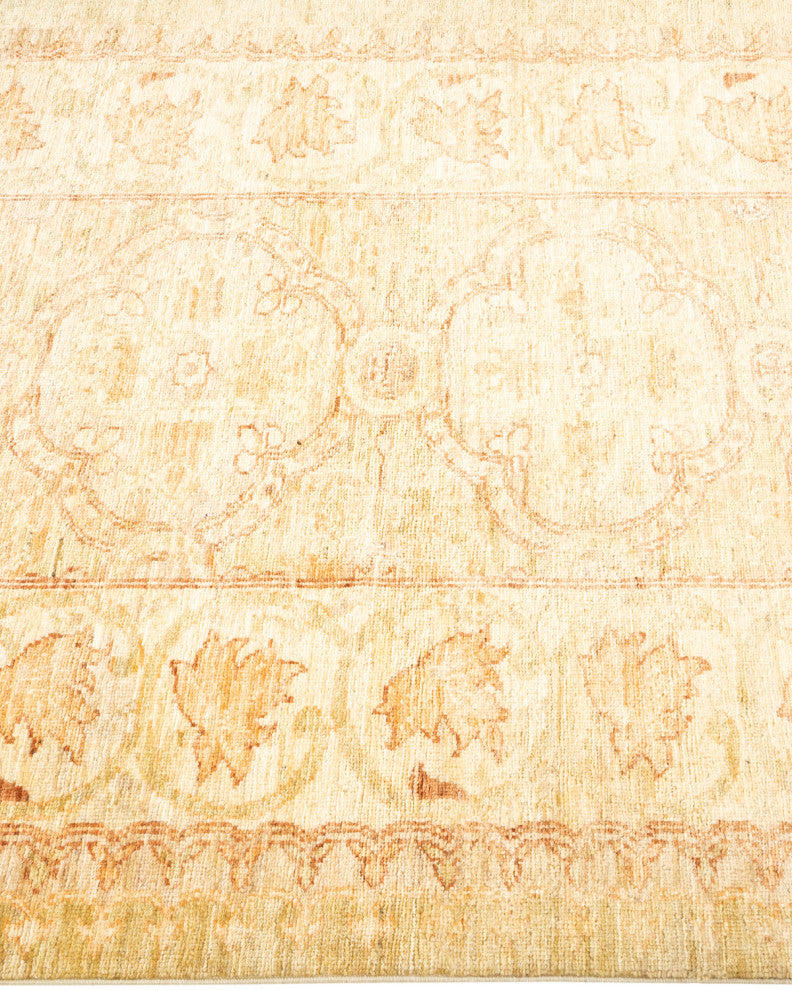 Eclectic, One-of-a-Kind Hand-Knotted Area Rug Ivory, 3'4"x12'10"