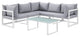 Modway Fortuna 6-Piece Aluminum Fabric Patio Sectional Sofa Set in White/Gray