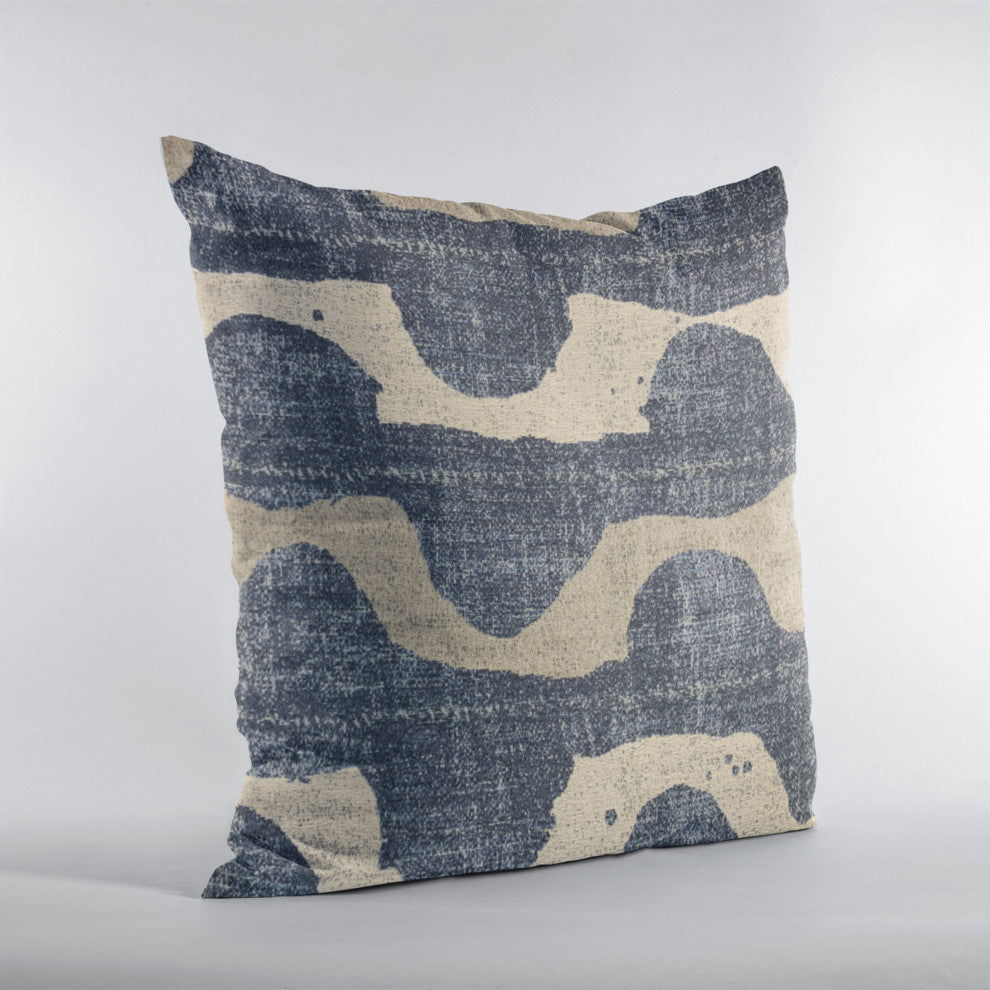 Plutus Blue Shore Stripe Luxury Throw Pillow, 24"x24"