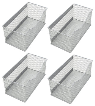 YBM Home Wire Mesh Magnetic Basket, Silver 11"x5.5"x5" 4 Pack
