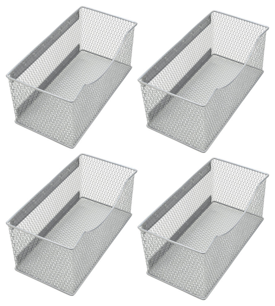 YBM Home Wire Mesh Magnetic Basket, Silver 11"x5.5"x5" 4 Pack