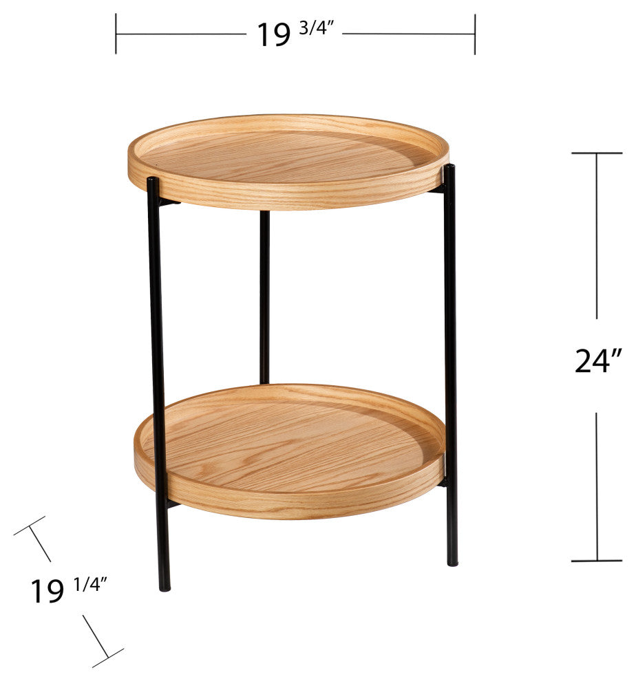 Vestal Round End Table, Natural