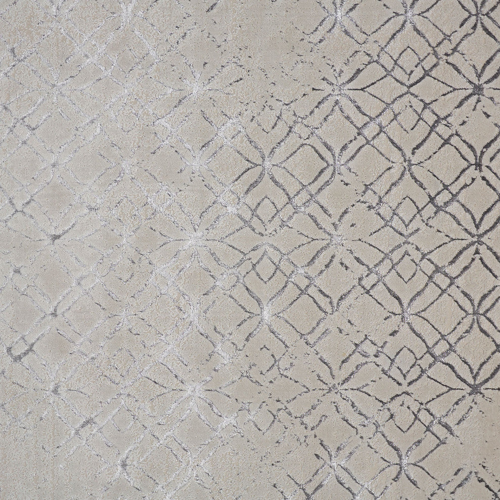 Orin R3047 Modern/Industrial/Luxury & Glam Area Rug, Beige/Silver, 12'x18'