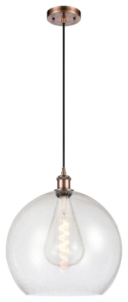Innovations 516-1P-AC-G124-14-LED 1 Light Pendant, Antique Copper