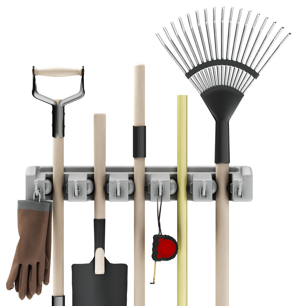 Shovel, Rake and Tool Holder, Hooks- Wall Mounted Organizer by Stalwart