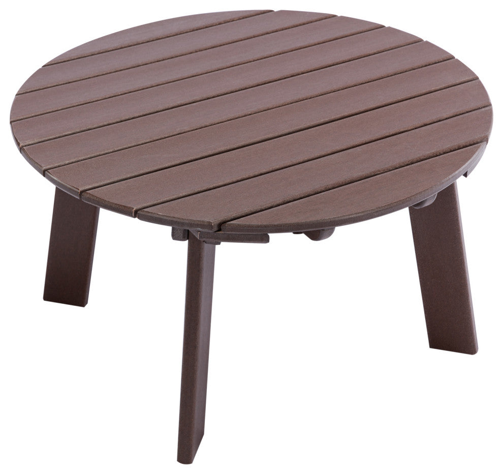 32''D Patio Outdoor Round Coffee Tables, Adirondack Table, Brown