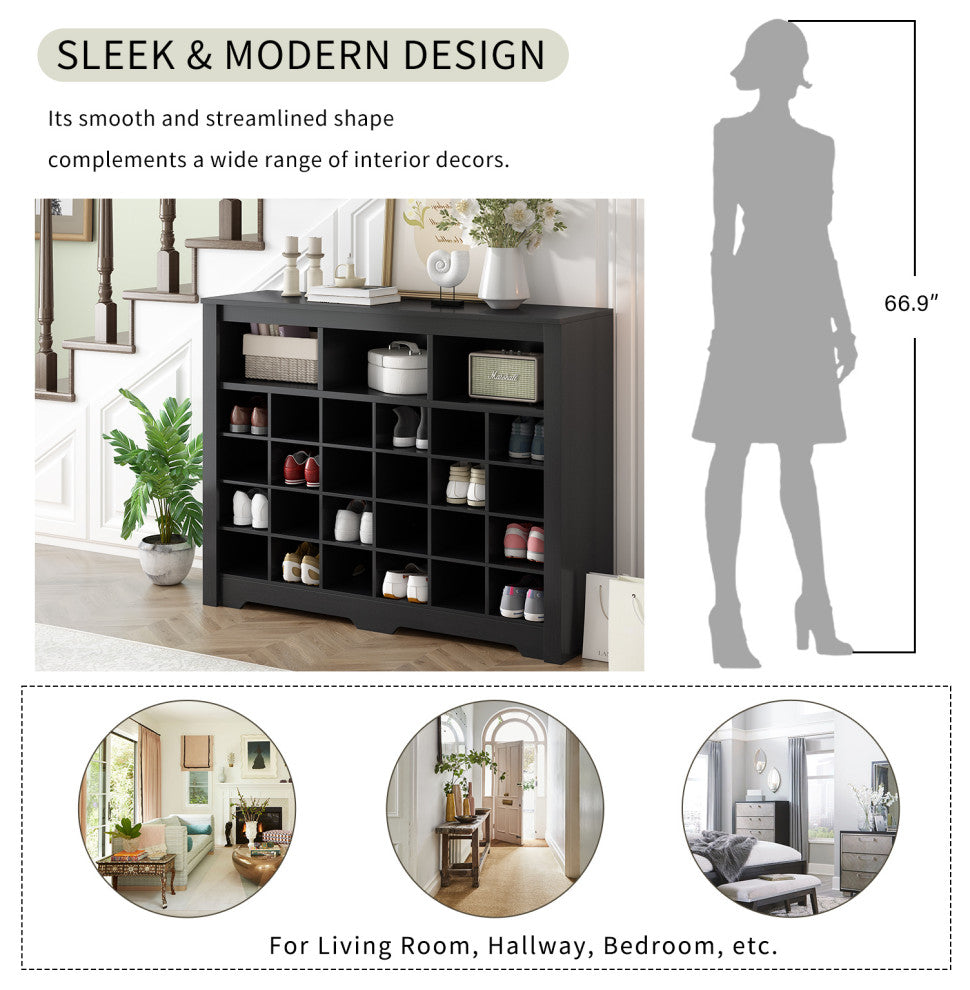 Gewnee Modern Shoe Cabinet with Curved Base