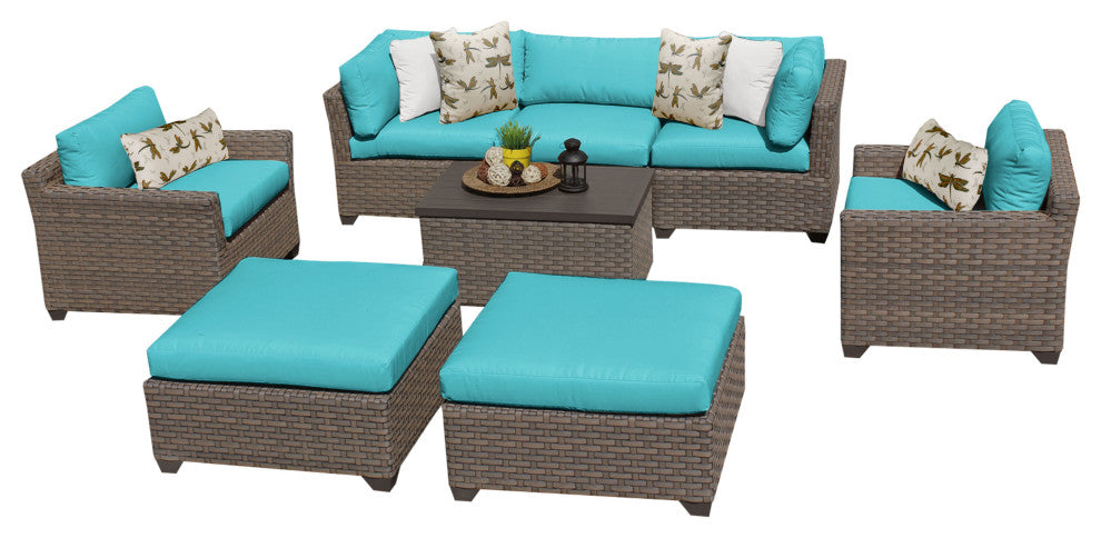 Monterey 8 Piece Outdoor Wicker Patio Furniture Set 08a, Aruba