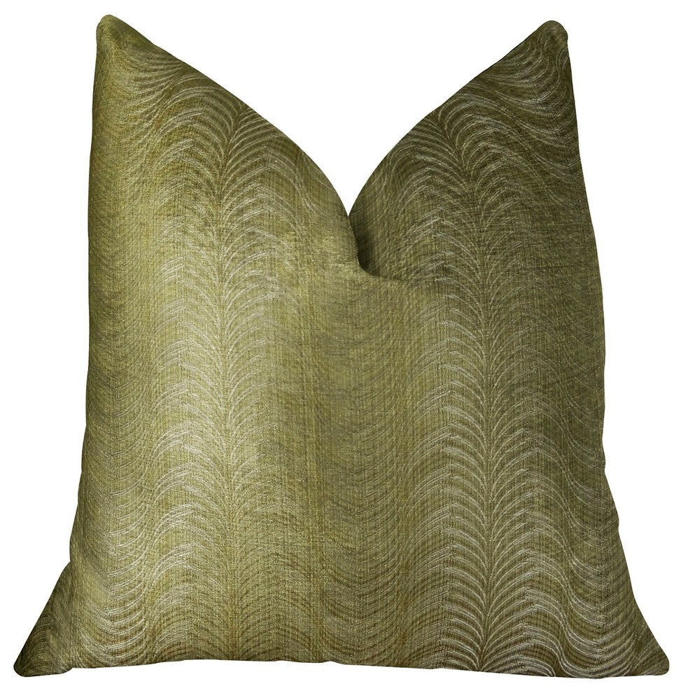 Feathered Strokes Taupe Handmade Luxury Pillow, 20"x36" King