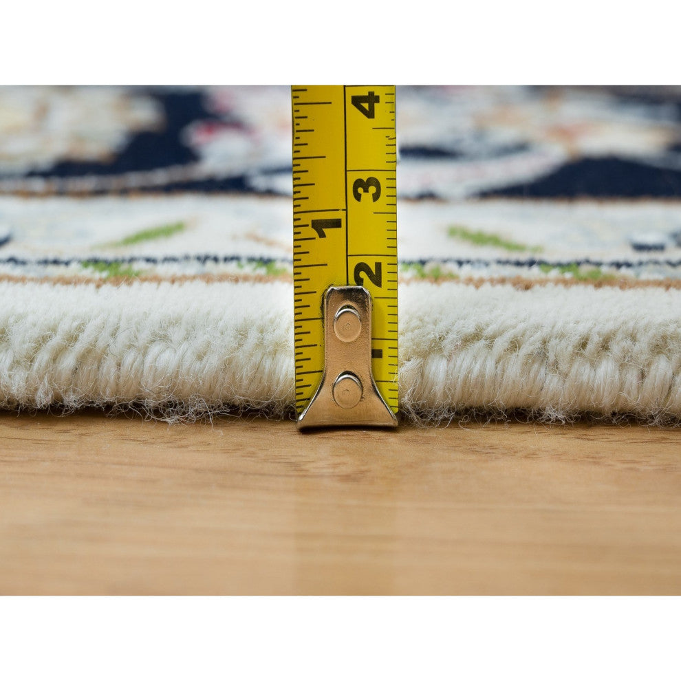 Powder White, Nain Design, 250 KPSI, Soft Wool, Hand Knotted Rug, 5'x7'