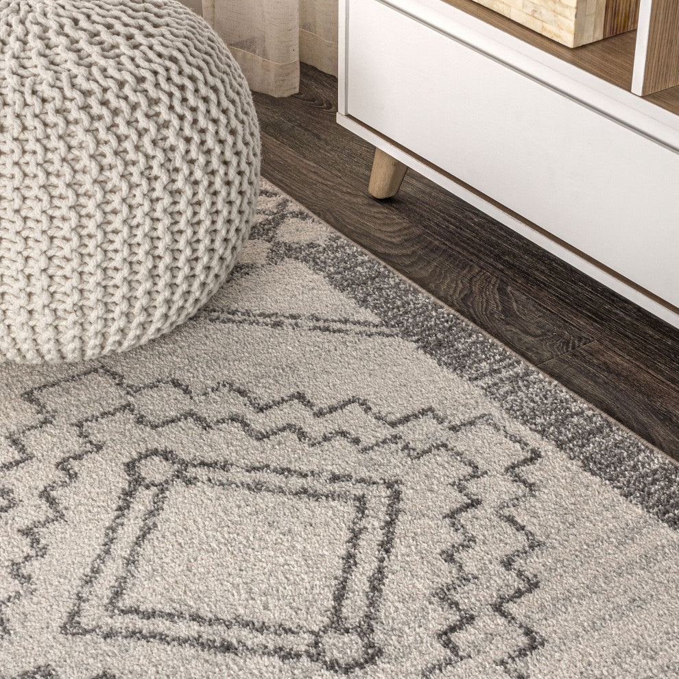 Amir Moroccan Beni Souk Rug, Cream/Gray, 2 X 8