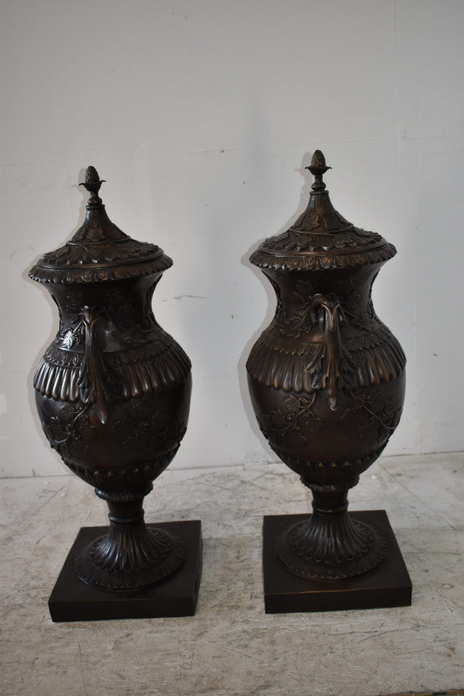 A Pair Of Urns or Vases Made of Pure Bronze Size: 21" x 18" x 47"H