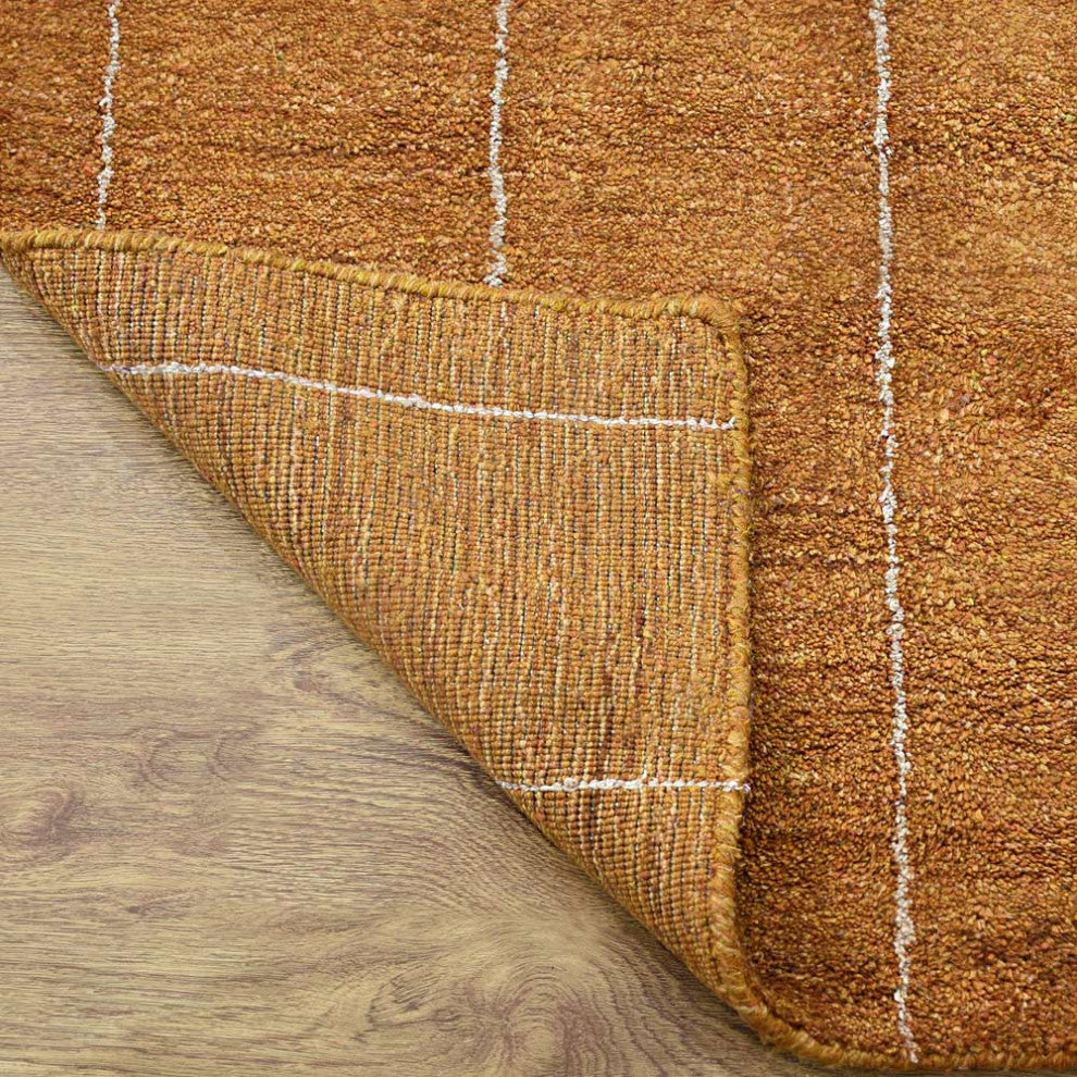 HAND KNOTTED LOOM SILK ECO-FRIENDLY RUGS-5'x8',Rectangle,Gold Beige,Geometric
