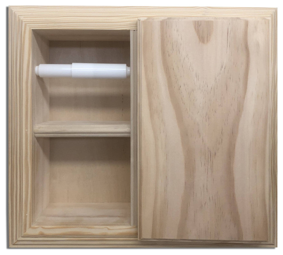 Hyacinth Wood Recessed Toilet Paper Holder With Storage 14x12.75, Unfinished