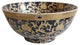 Chinese Black and Gold Tapestry Motif Porcelain Bowl With Base 14"