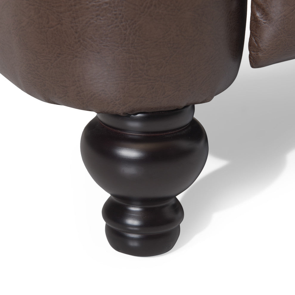 Upham Faux Leather Oversized Pushback Recliner, Dark Brown/Espresso