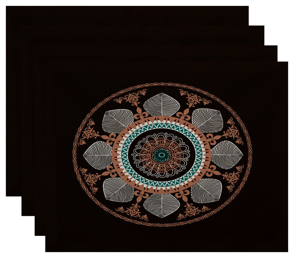 Stained Glass Geometric Print Placemat, Set of 4, Brown