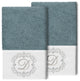 Linum Home Turkish Cotton Monica 2-Piece Embellished Hand Towel Set, Teal