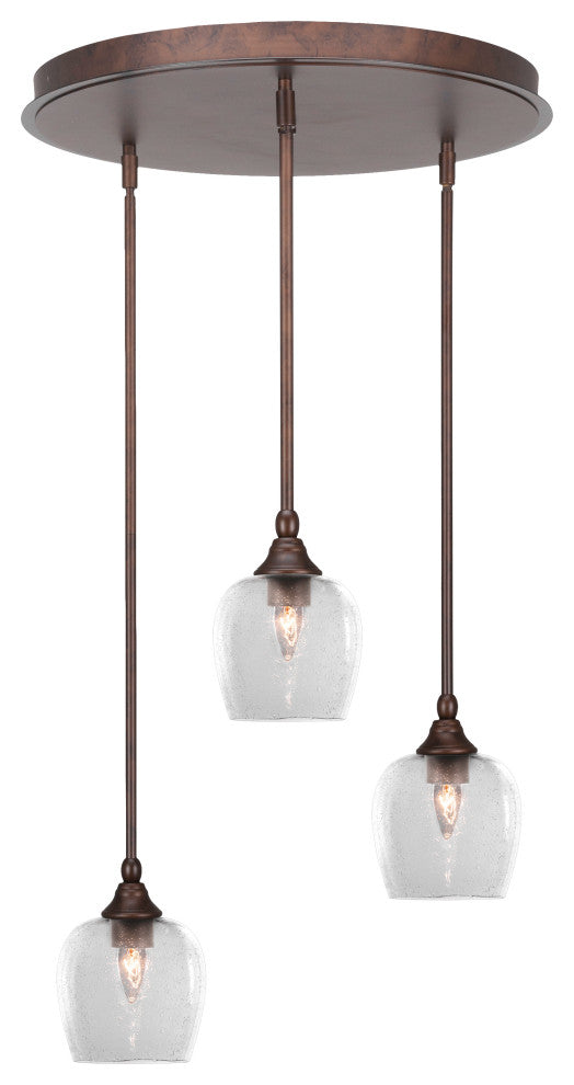 Empire 3-Light Cluster Pendalier, Bronze/Clear Bubble