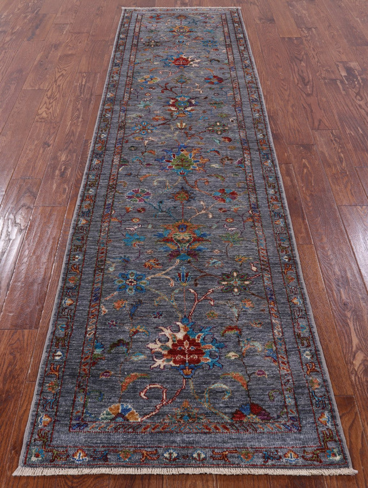 Runner Persian Tabriz Hand-Knotted Wool Rug 2' 7" X 9' 10" Q8255