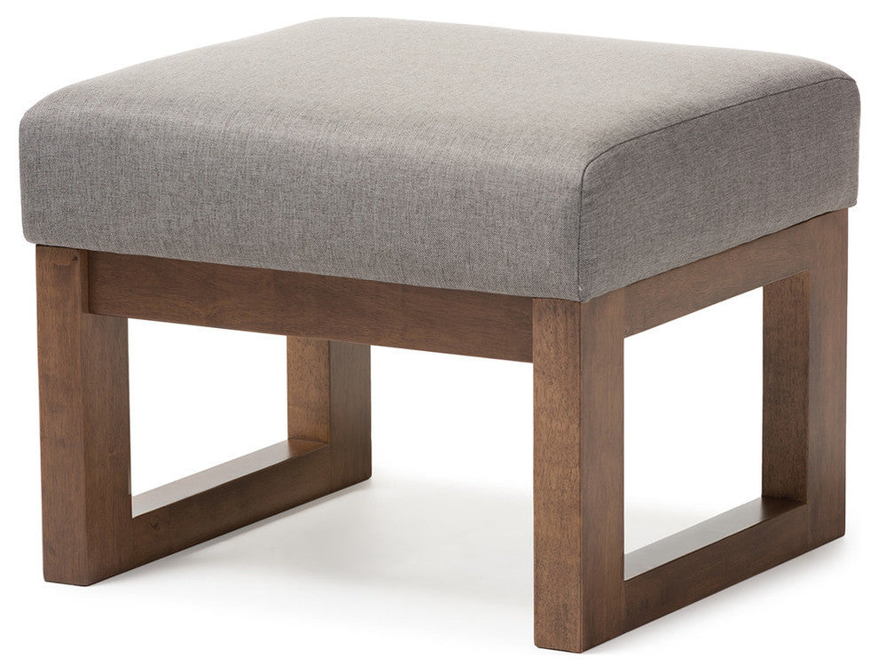 Yashiya Gray Fabric Upholstered Ottoman Stool