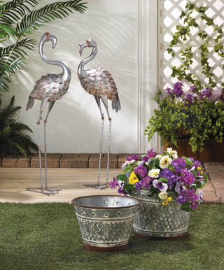 Standing Tall Galvanized Flamingo Statue