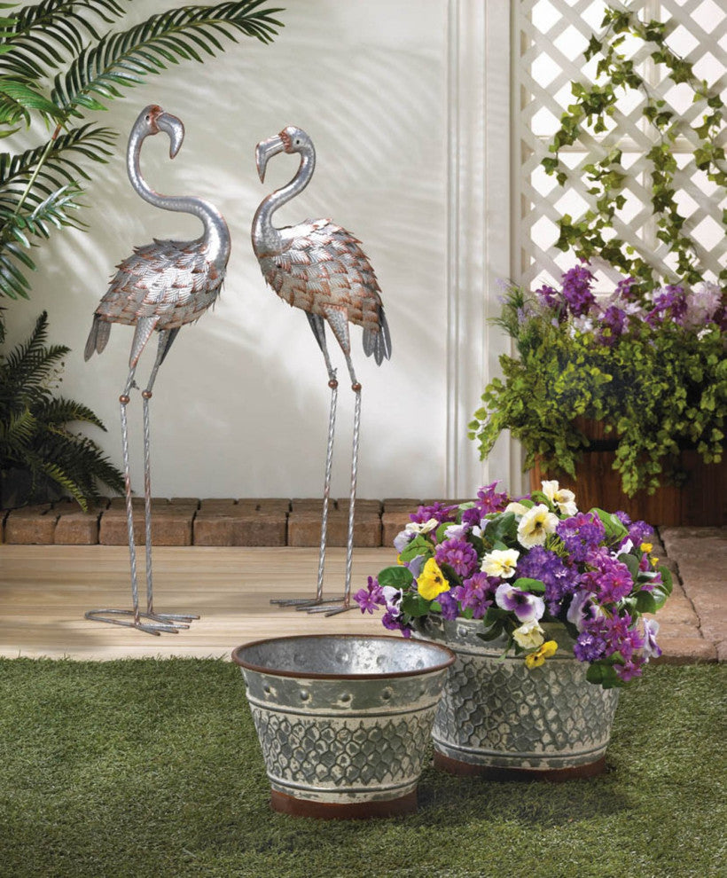 Standing Tall Galvanized Flamingo Statue