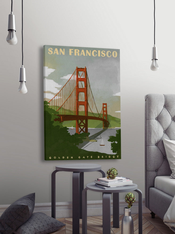 "Golden Gate Bridge, San Francisco" Painting Print on Wrapped Canvas, 16x24