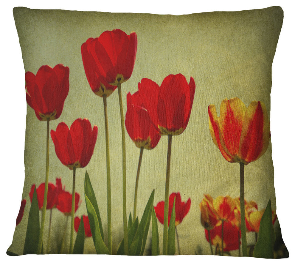 Grunge Flowers Background Floral Throw Pillow, 18"x18"
