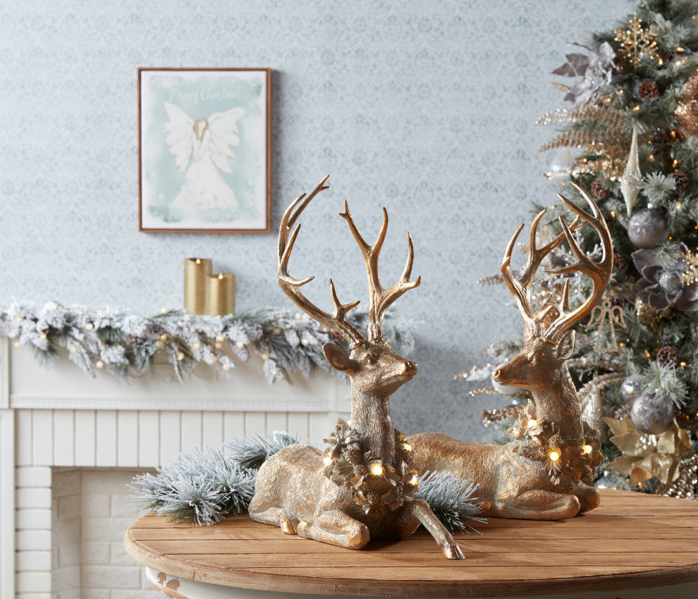 Deer With LED Light, 2-Piece Set