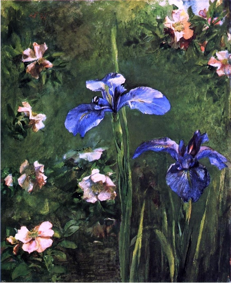 John La Farge Wild Roses and Irises, 20"x25" Wall Decal Print