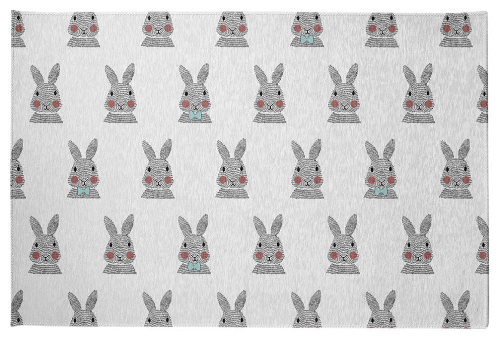 Bunny Fluffle Easter Chenille Rug, Wave Top Blue, 2'x3'