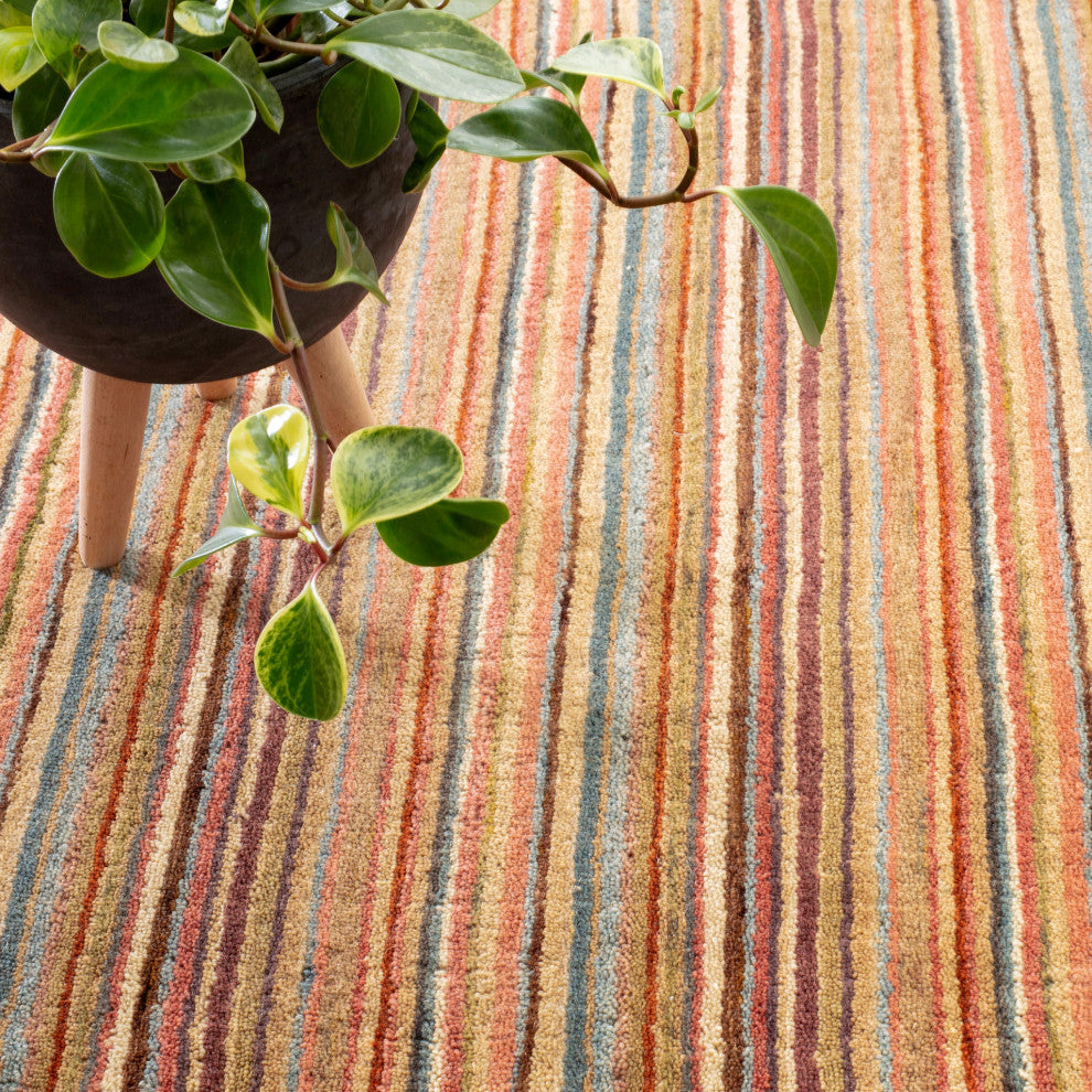 Dash & Albert Brindle Stripe Spice Hand Loom Knotted Wool Rug, Multi, 5' x 8'