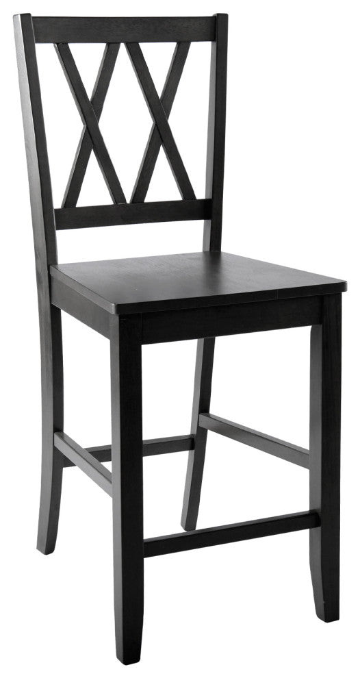 Set of 2 Double-X Wood Counter Stools, Grey
