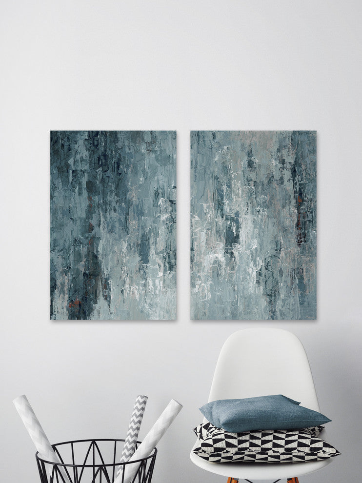 Tainted Dark Blues Diptych, 60"x45"
