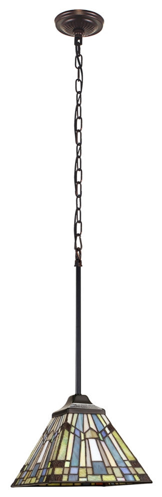 Chloe Lighting Kinsey Tiffany-Style Blackish Bronze 1- Mini-Pendant 8" Shade