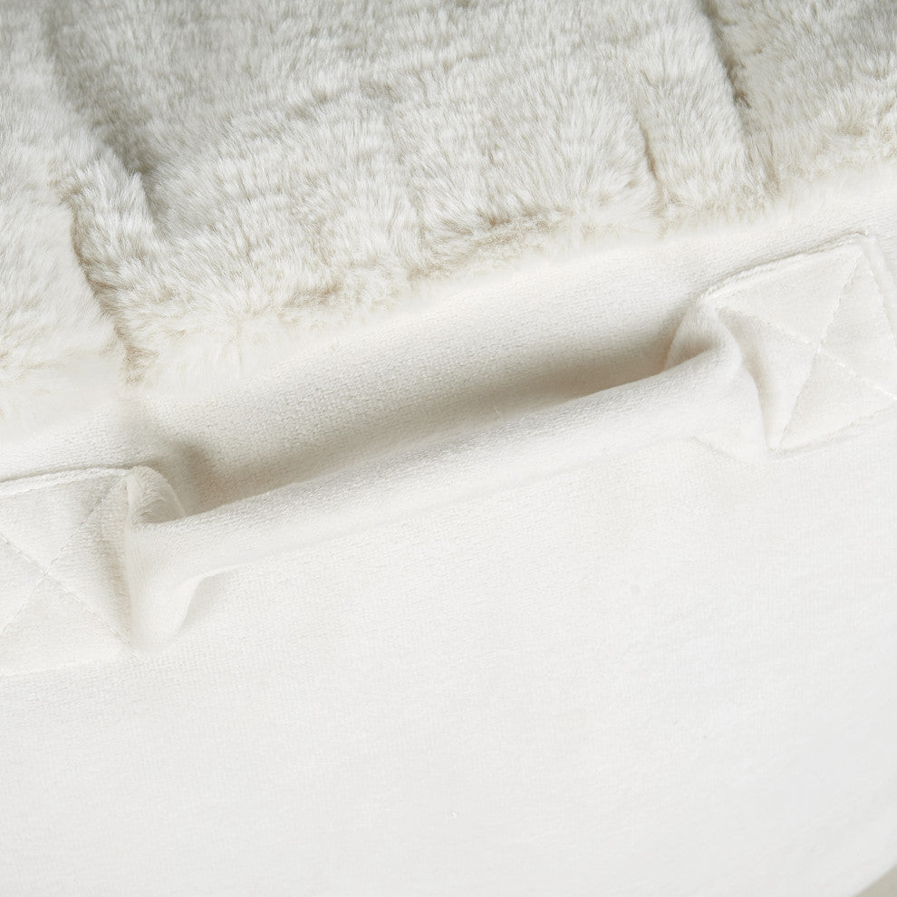 Fox Faux Fur Bedrest, Needs Assembly, Gardenia, 20"x18"x17"