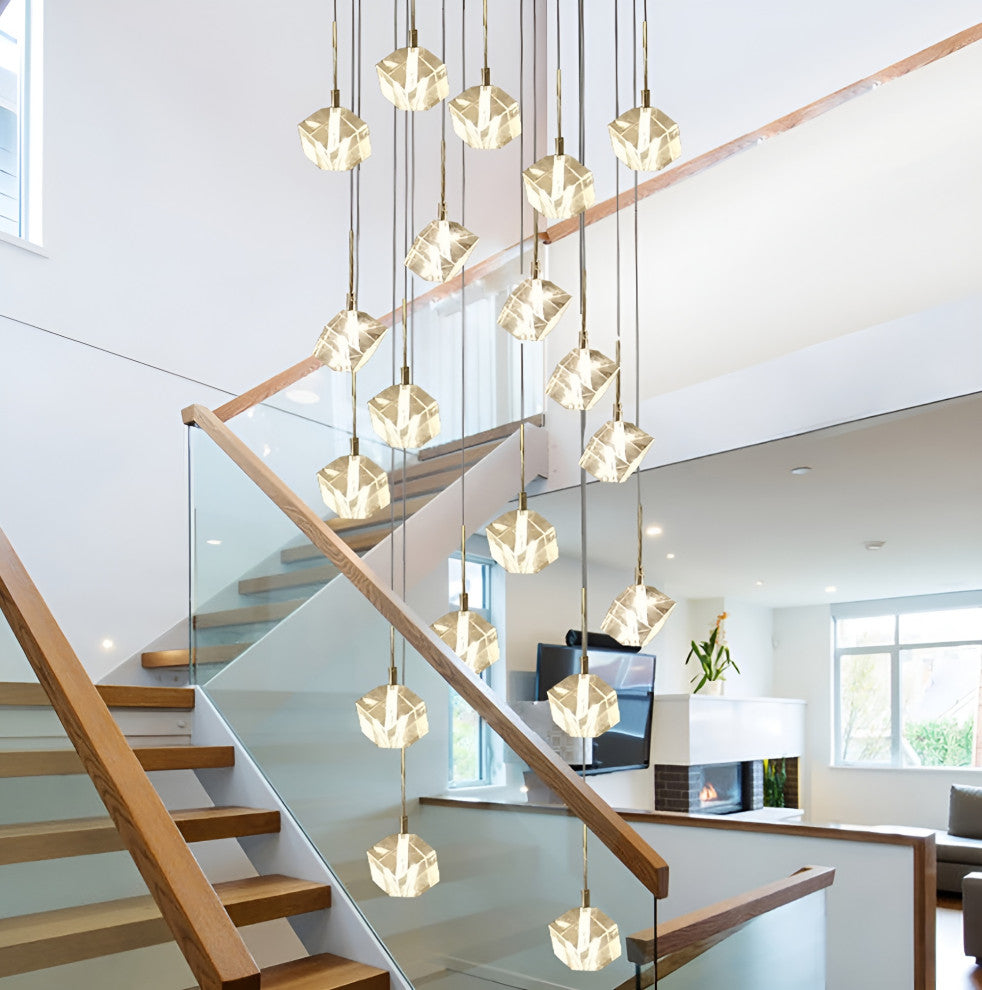 Nice | Crystal Staircase Chrome Chandelier, L26