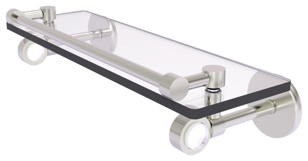 Clearview 16" Glass Shelf with Gallery Rail, Satin Nickel