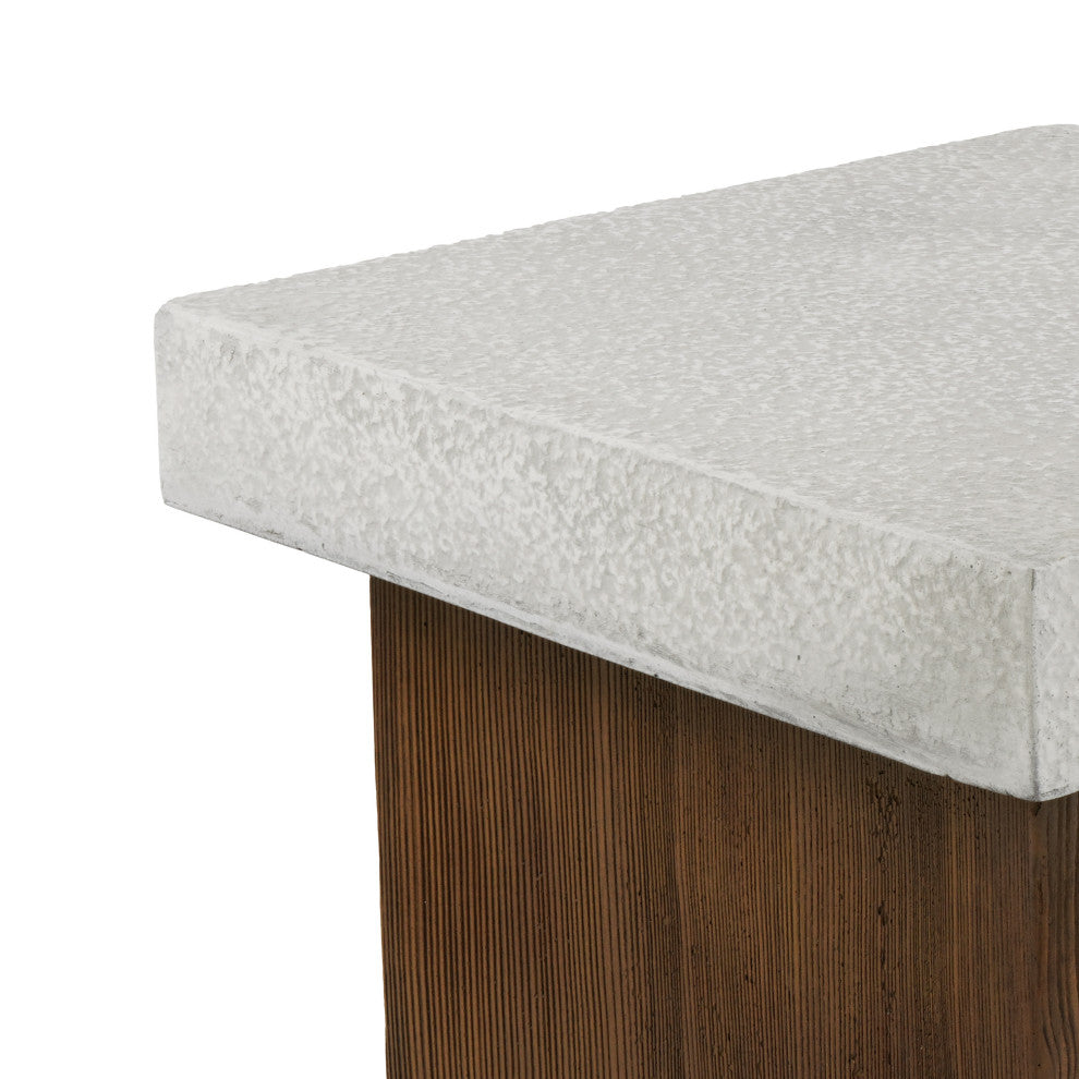 Morgan Outdoor Square MGO Side Table, Wood Frame, Antique White