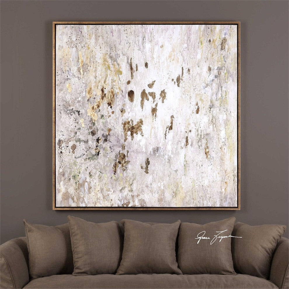 Golden Raindrops Modern Abstract Art Designed by Grace Feyock